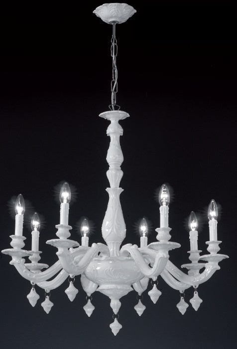 Beautiful 8 light porcelain chandelier in custom colours