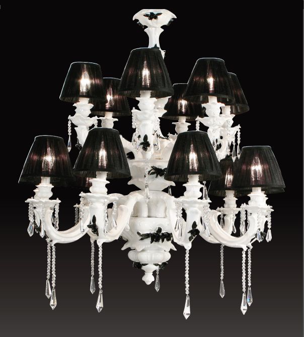 15 light ceramic chandelier with Swarovski crystals