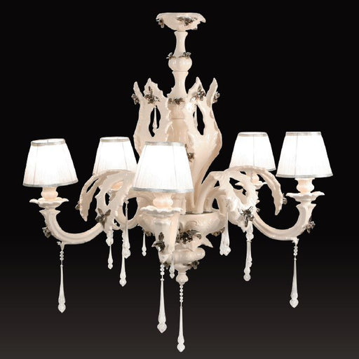 Italian 5 light ceramic chandelier with Swarovski crystals