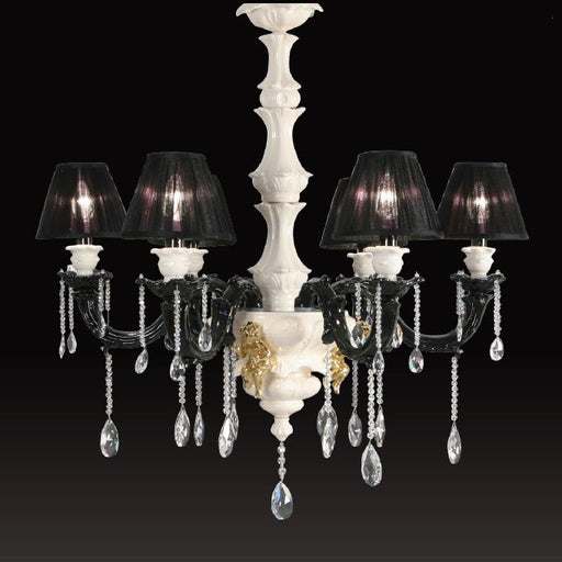 Italian ceramic chandelier with gold angels
