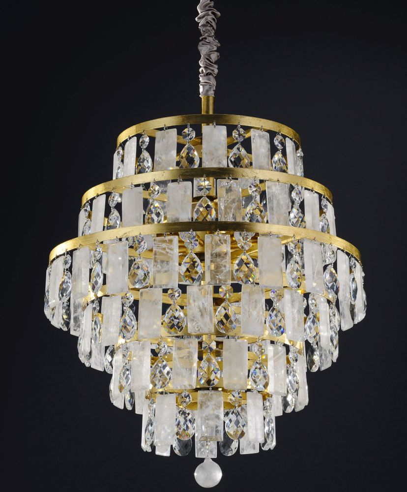 Modern rock crystal chandelier with silver or gold frame