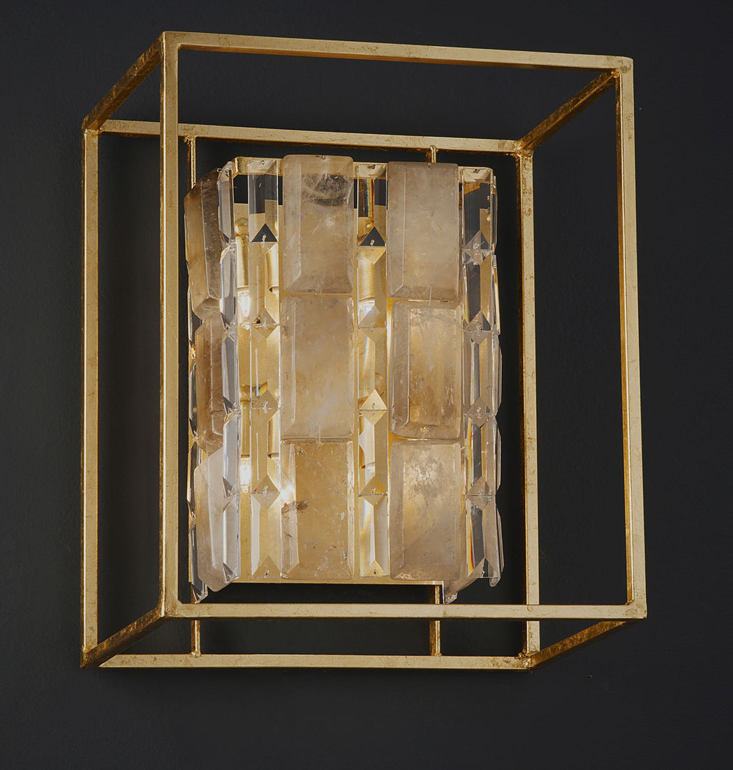 Modern industrial rock crystal wall light with custom metal finishes