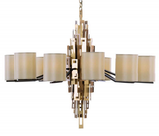 Upmarket modern Italian chandelier with mix of brass finishes and 12 lights
