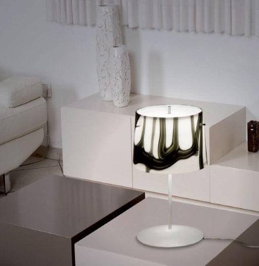 Handblown Murano glass table light with black and white design