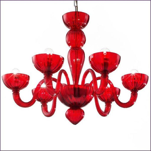 Small modern Italian 6 light chandelier in seven fabulous Murano glass colors