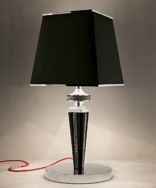 Modern Italian table lamp with black, red, white, or tobacco coloured eco-leather finish