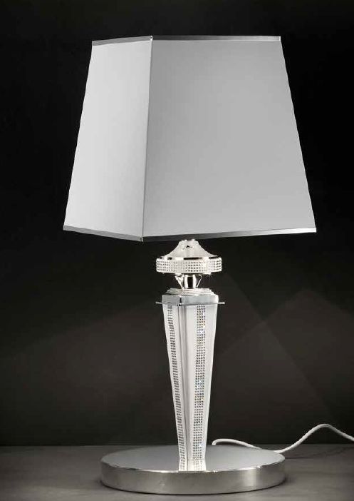 Modern Italian table lamp with black, red, white, or tobacco coloured eco-leather finish
