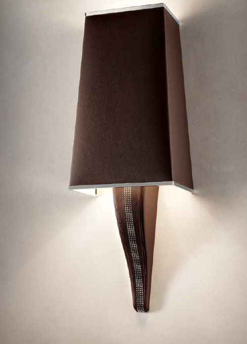 Modern Italian wall light with black, red, white, or tobacco coloured faux leather finish