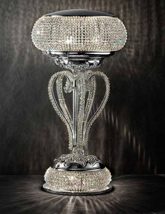 Glamorous classic silver-plated table lamp with glittering Swarovski crystals