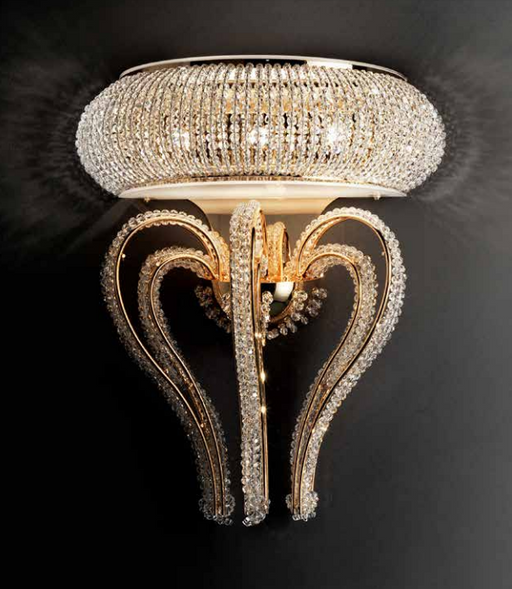 Glamorous classic silver-plated wall light with glittering Swarovski crystals