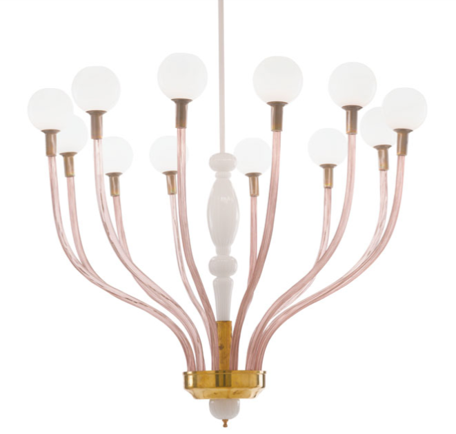 High-end Italian art deco-style chandelier with 12 lights