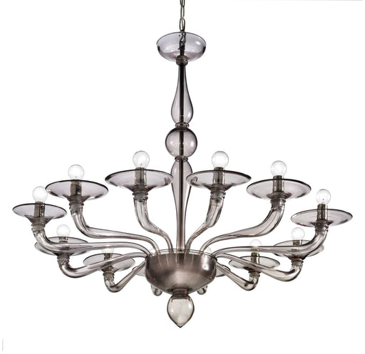 Fabulous modern hand-blown Venetian chandelier in grey smoke