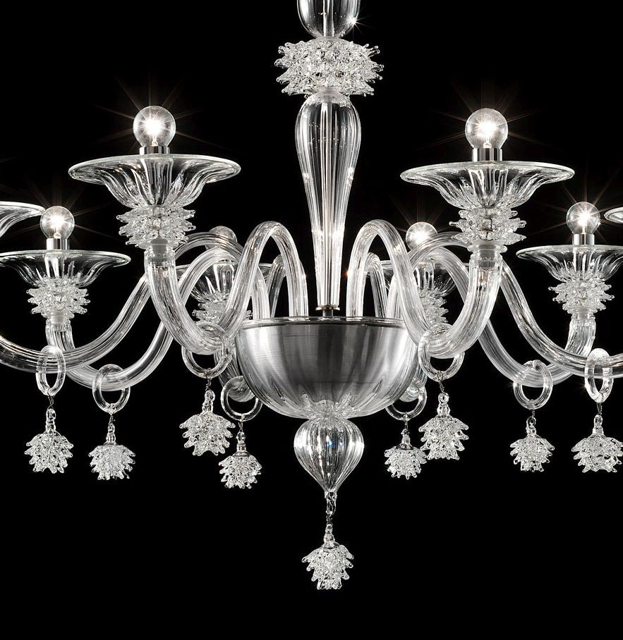Eight light Murano glass chandelier with exquisite hand-crafted detail