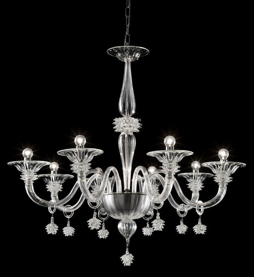 Eight light Murano glass chandelier with exquisite hand-crafted detail