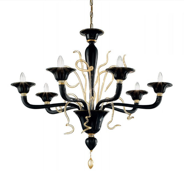 Unusual and quirky modern red or black Murano chandelier in 4 sizes