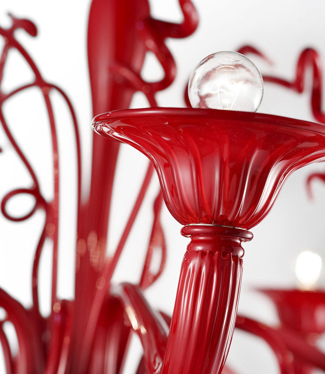 Unusual and quirky modern red or black Murano chandelier in 4 sizes