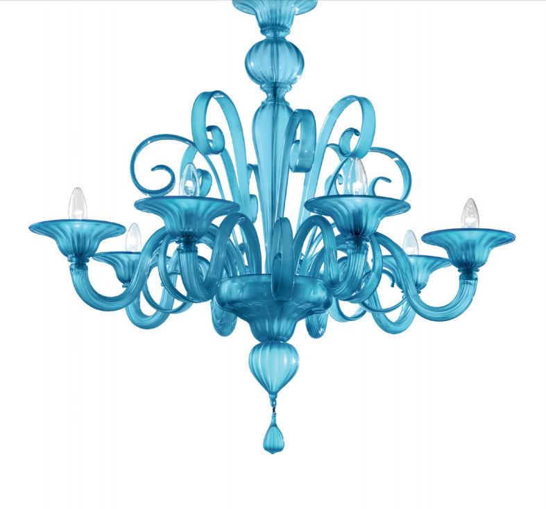 Stunning contemporary turquoise Murano glass chandelier  with custom options