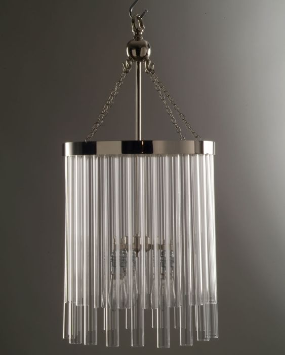 Bespoke silver ceiling light with glass tubes