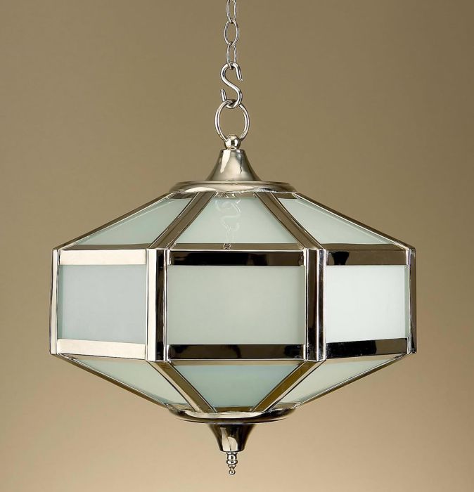 Classic frosted glass hanging lantern with custom finish
