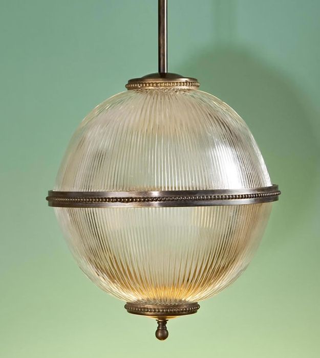 Customizable modern industrial ribbed glass globe pendant