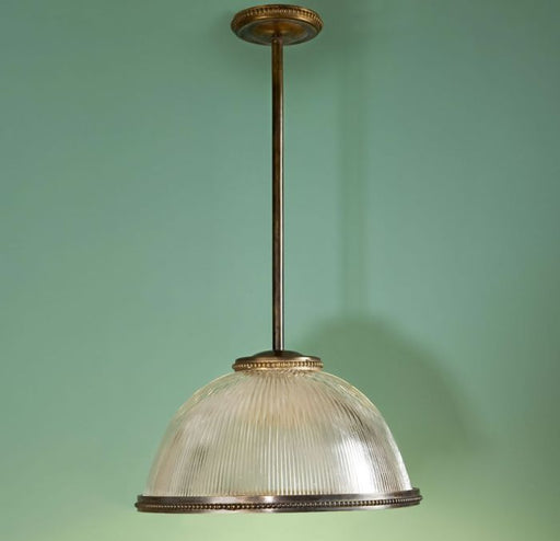 Bespoke modern industrial ribbed glass dome pendant