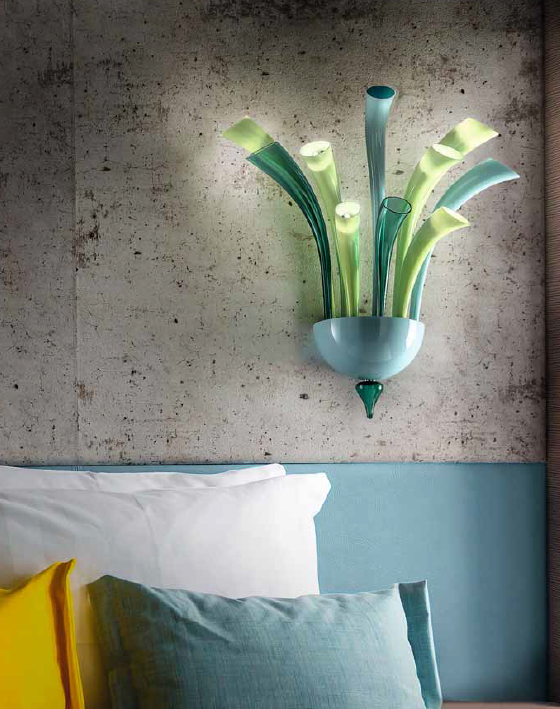 Luxury wall sconce with 6 lights in 7 Murano glass colors