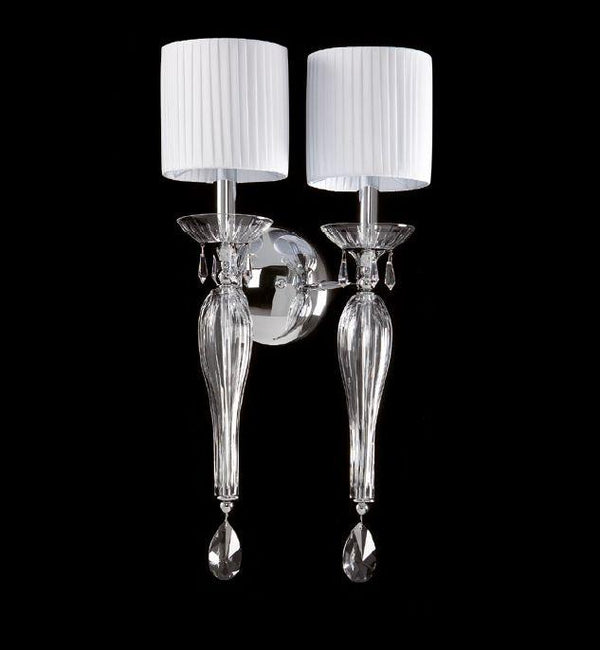 Elegantdouble Italian wall light with crystals and choice of metal finish