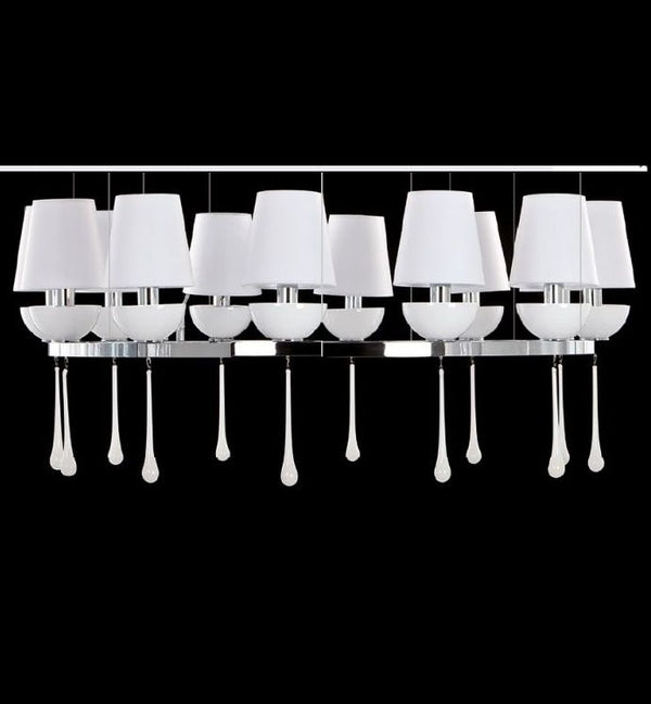 Modern white, black or amber Venetian glass chandelier with choice of frame