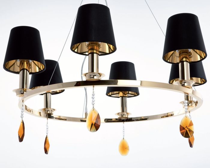 Circular Italian chandelier with Swarovski pendants and 4 metal finishes