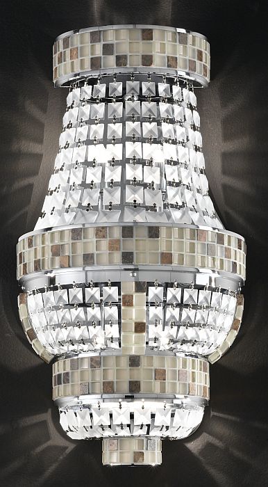 Generously sized Empire style wall light with marble and crystal  mosaic
