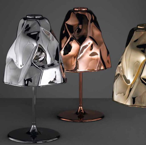 Copper, gold or chromed metallic Murano glass table lamp