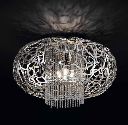 Metal filigree flush ceiling light fitting in bronze, gold or steel