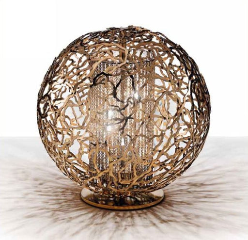 Modern gold, bronze, or steel filigree table light from Italy