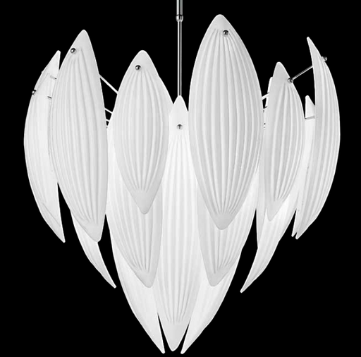Milk-white 1970s style Murano glass ceiling pendant  in 5 sizes