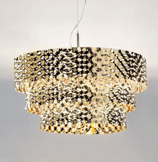Modern Italian hammered metal ceiling pendant light in steel or  gold