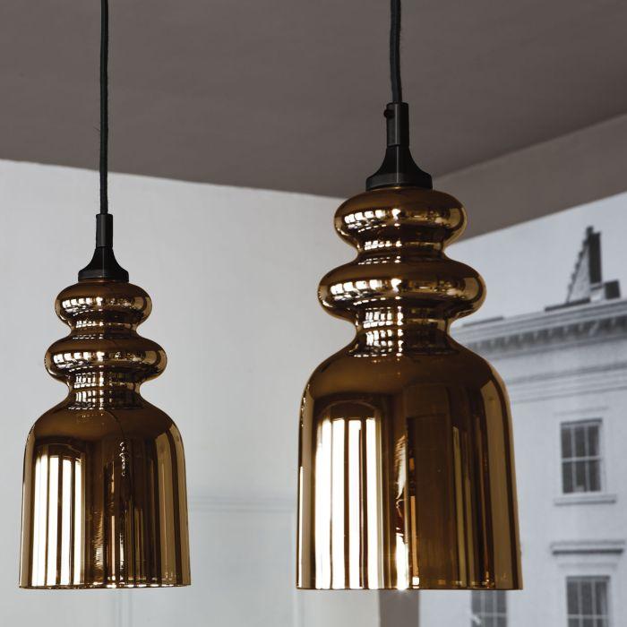 Modern Italian bronze or chromed glass designer ceiling pendant light