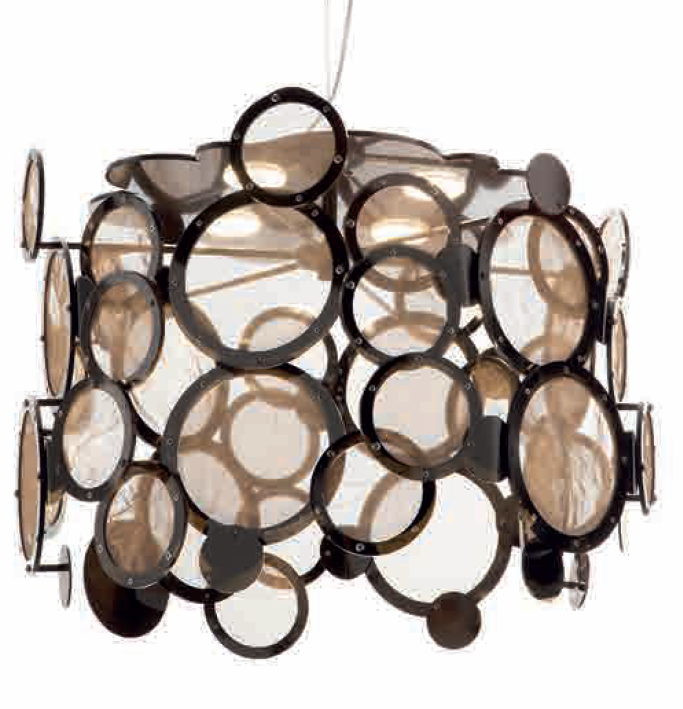 Fabulous modern disc ceiling pendant with 5 custom metal finishes