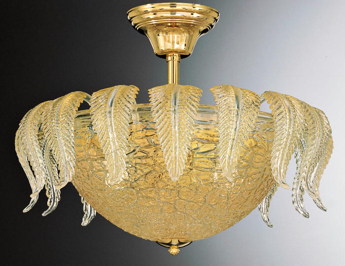 Luxurious Venetian ceiling light with 24 carat gold
