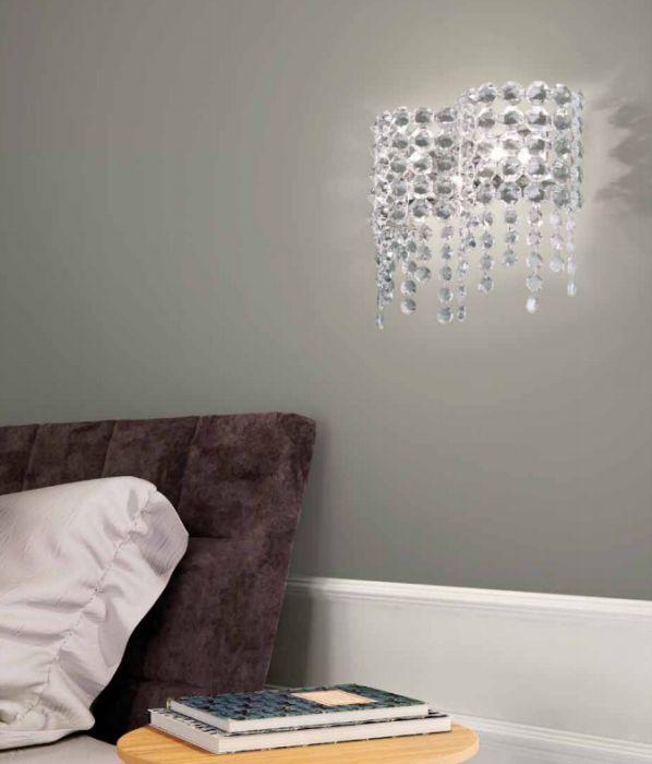 Beautiful modern  Italian wall light with Swarovski crystal pendants