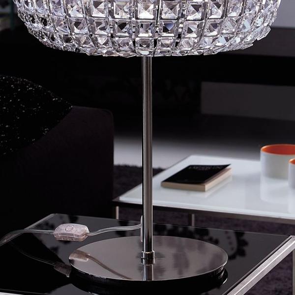 24 carat gold-plated modern Italian table light with clear Spectra crystals