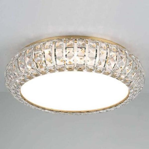 Gold-plated or nickel flush-fitting ceiling light with Spectra crystals