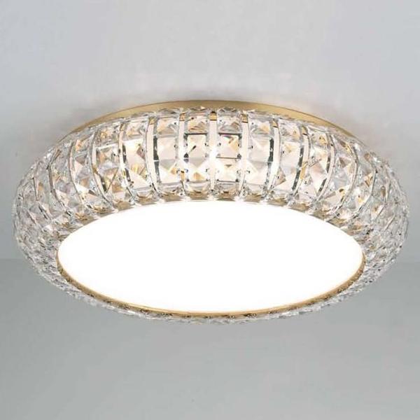 Gold-plated or nickel flush-fitting ceiling light with Spectra crystals