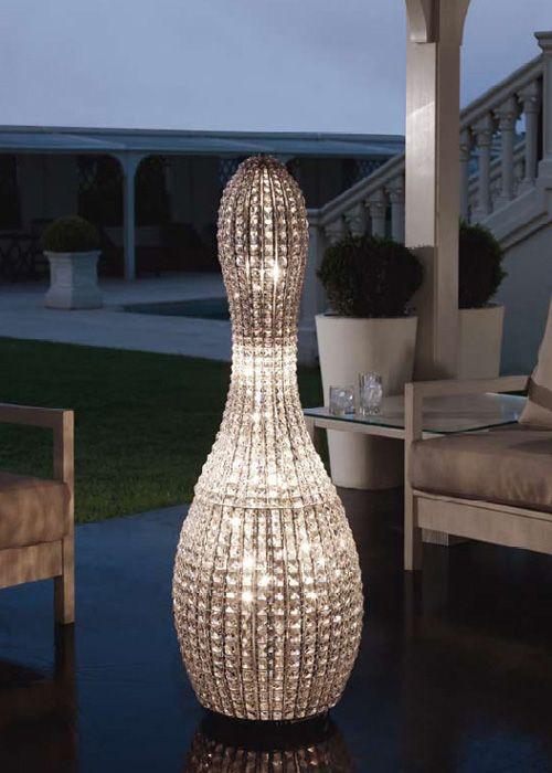 Brillo 125 cm glass crystal floor lamp from Marchetti with silver nickel metal parts