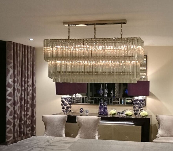 Mid-century Murano prism dining room chandelier in custom sizes