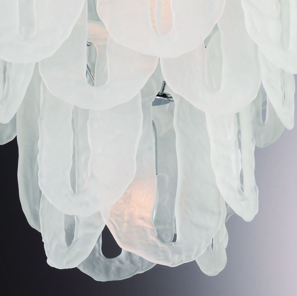 1970s style ice-white Murano glass pendant light