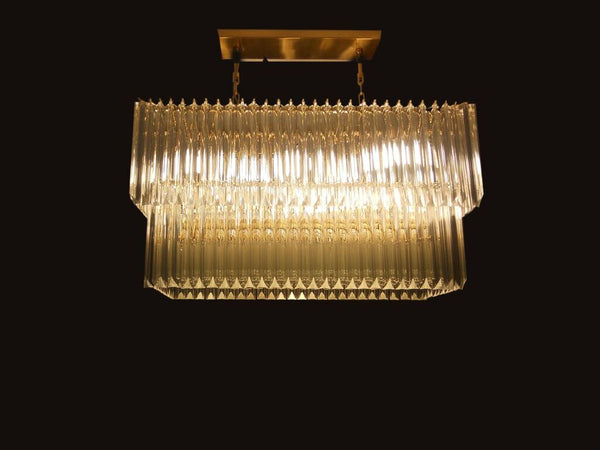 Gold or chrome plated rectangular dining room chandelier with bespoke color option