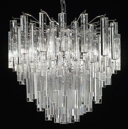 Custom mid-century chandelier with Murano glass triedri prisms in custom sizes