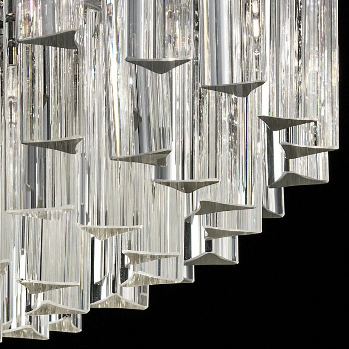 Custom drum chandelier with Murano glass prisms, bespoke sizes and custom colors