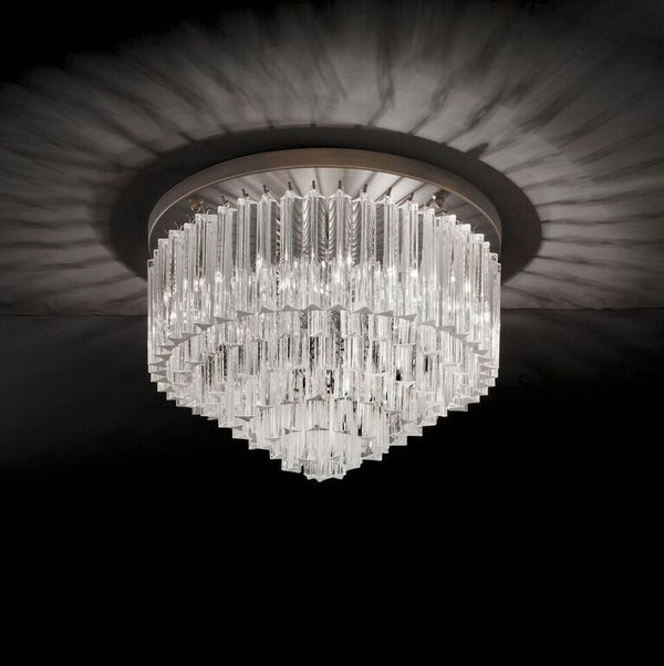 50 cm Murano prism ceiling light with bronze frame