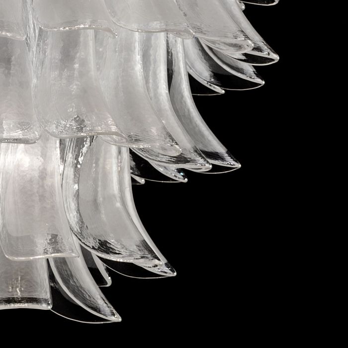 Custom white & clear Murano glass petal chandelier